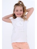 T-shirt with lace sleeves, white NDZ8147 - Online store - Boutique